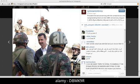Syrischen Präsidenten Baschar al-Assad eröffnet Instagram Konto Stockfoto