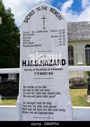 dh Russell Bucht der Inseln Neuseeland Christ Church Cemetery HMS Hazard Denkmal Stockfoto