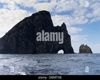 dh Piercy Insel Bucht der Inseln Neuseeland Loch in die Felsen Motukokako-Insel silhouette Stockfoto