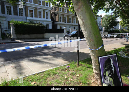 Atmosphäre Amy Winehouse Haus am Tag nach ihrem Tod London, England - 24.07.11, Stockfoto