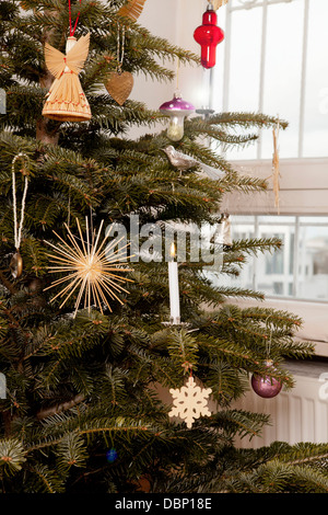 Weihnachtsbaum mit Schmuck, München, Bayern, Deutschland Stockfoto