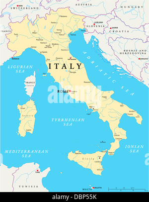 Politische Karte von Italien Stockfoto