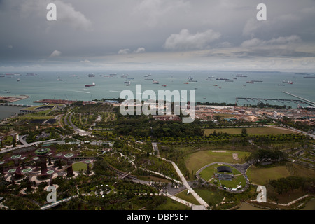 Hafen von Singapur Straits Skyline Schifffahrtswege Stockfoto