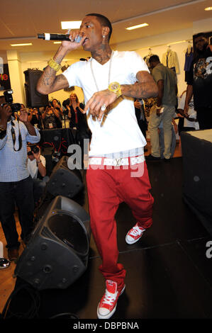 Soulja Boy führt während der Kick-off von Macys "Mstyle Lab" Konzert-Tournee bei Macy's in Fort Lauderdale, Florida, Fort Lauderdale, Florida - 13.08.11 Stockfoto