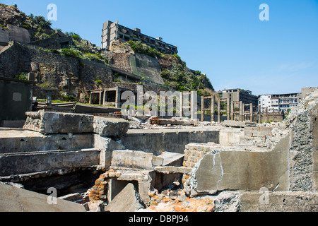 Hashima Insel Gunkanjima (Kriegsschiff-Insel), Nagasaki, Kyushu, Japan, Asien Stockfoto