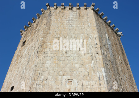 Detail-Schuss von The Veriga Tower in Burg Kamerlengo, Trogir. Stockfoto