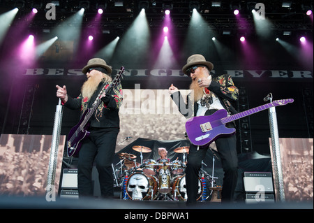 LINCOLN, CA-17. August: ZZ Top führt auf Thunder Valley Casino Resort in Lincoln, Calif am 17. August 2012 Stockfoto