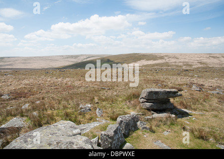 Ansicht West in Richtung Huntigdon Warren von Pupers Hill Dartmoor Stockfoto