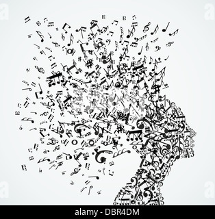 Musik Noten Splash von Frau Kopf Illustration. Vektor-Datei geschichtet für einfache Handhabung und individuelle Farbgebung. Stockfoto