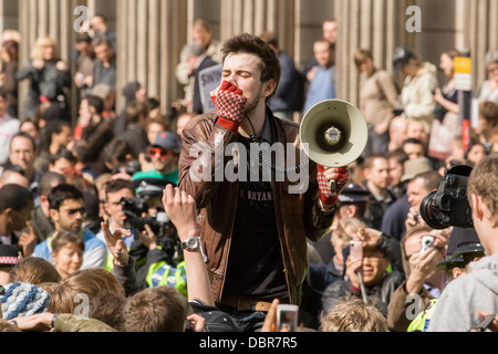 G20-Gipfel-Protest vor der Bank of England, London England am 1. April 2009 Stockfoto