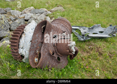 Trümmer von abgestürzten WW2 Hurrikan auf leichten Seite, Scafell, Lake District Stockfoto