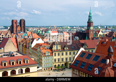 Blick von der Kirche St. Elisabeth, Wroclaw, Polen Stockfoto