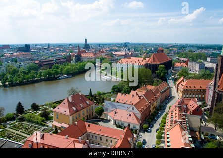 Luftbild von der Kathedrale von St. Johannes der Täufer, Wroclaw, Polen Stockfoto