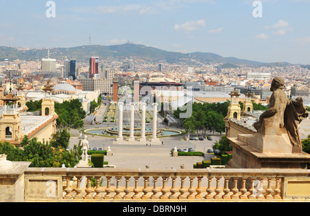 Blick auf den berühmten Placa d ' Espanya, einer der wichtigsten Plätze Barcelonas. Stockfoto