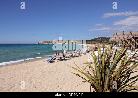 Der mediterrane Ferienort Algajola liegt zwischen Calvi und l ' Ile Rousse auf der Nord-Ostküste von Korsika, Frankreich. Stockfoto