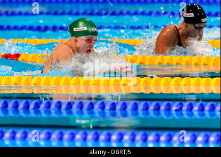 Barcelona, Spanien. 2. August 2013: Litauens Ruta Meilutyte schwimmt Weltrekord in der Frauen 50 m Brustschwimmen Halbfinale bei den 15. FINA Weltmeisterschaften in Barcelona. Stockfoto