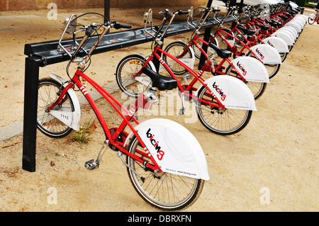 Barcelona, Spanien - 6. Juli 2012: Bicing ist eine Community-Fahrrad-Programm in Barcelona, die ökologische Verkehrsmittel fördert. Stockfoto