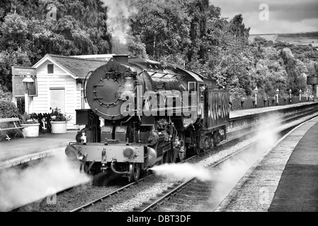 North Yorkshire Moors Railway. Amerikanische Dampflokomotive in Grosmont Station Stockfoto