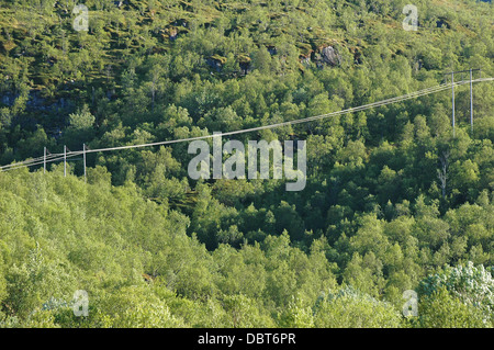 Elektrischen Stromleitung in Bergen in Norwegen, Lofoten Stockfoto