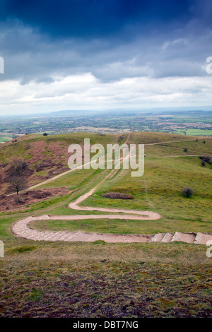 Blick nach Osten vom Millenium-Hügel in Richtung der Cotswolds von Malvern Hills, Worcestershire, England, UK Stockfoto