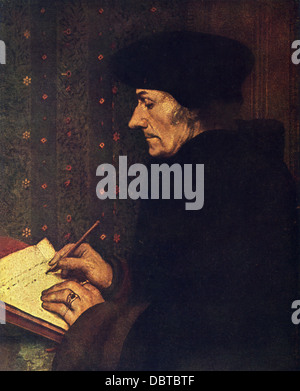 Hans Holbein der jüngere (1497-1543), herausragende Künstler der deutschen Renaissance, malte dieses Porträt des Erasmus-Programms im Jahr 1523. Stockfoto