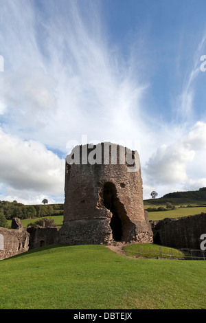 Die Burgruine großer Turm von Skenfrith. Stockfoto