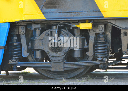 Details der Räder Eisenbahnwaggon überholen Stockfoto