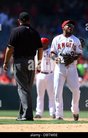 Anaheim, Kalifornien, USA. 4. August 2013. 4. August 2013 Anaheim, Kalifornien: während die Major League Baseball Spiel zwischen der Toronto Blue Jays und die Los Angeles Angels im Angel Stadium am 4. August 2013 in Anaheim, Kalifornien. Rob Carmell/CSM/Alamy Live-Nachrichten Stockfoto