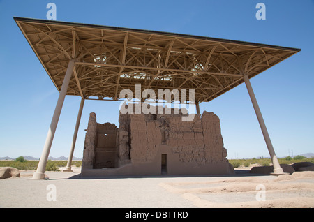 Casa Grande (großes Haus) Ruins National Monument, der Sonora-Wüste Einwohnern, Coolidge, Arizona, USA Stockfoto