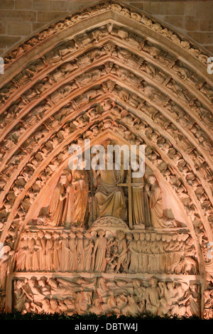 Tympanon des jüngsten Gerichts. Notre-Dame de Paris Kathedrale, Paris, Frankreich, Europa Stockfoto