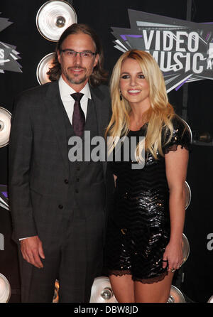 Britney Spears, statt Freund Jason Trawick 2011 MTV Video Music Awards bei LA Live - Ankünfte Los Angeles, Kalifornien - 28.08.11 Stockfoto