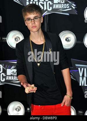 Justin Bieber 2011 MTV Video Music Awards statt, bei LA Live - Ankünfte Los Angeles, Kalifornien - 28.08.11 Stockfoto