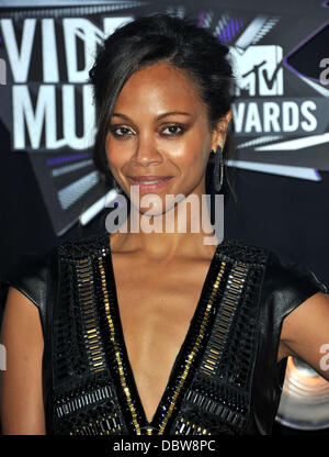 Zoe Saldana 2011 MTV Video Music Awards statt, bei LA Live - Ankünfte Los Angeles, Kalifornien - 28.08.11 Stockfoto