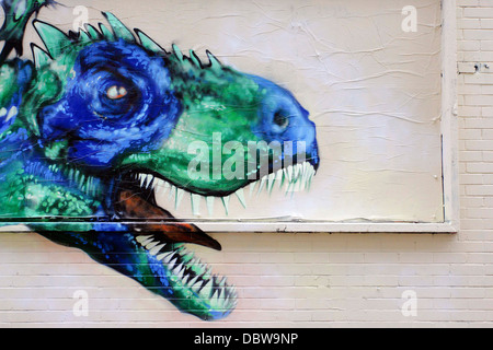 Wunderbar detaillierte Street Art schmücken die einmal glum, fad und hässlichen Mauer Landschaften im Osten Londons. Stockfoto