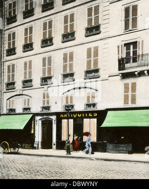 Haus in Paris, wo John Paul Jones im Jahre 1792 starb, in den späten 1800er Jahren. Hand - farbige Raster eines Fotos Stockfoto