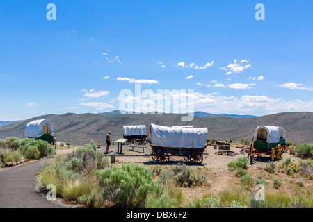 Das Wagen-Lager an der nationalen historischen Oregon Trail Interpretive Center, Baker, Oregon, USA Stockfoto