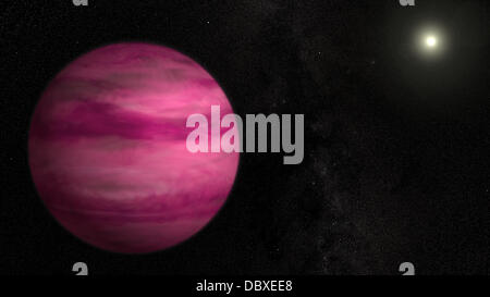 Leuchtet eine dunklere Magenta, die neu entdeckten Exoplaneten GJ 504b 2. August 2013. Mit Infrarot-Daten aus dem Subaru-Teleskop auf Hawaii, ein internationales Team von Astronomen abgebildet dieser riesigen Planeten um den hellen Stern GJ-504. Synchronisierte GJ 504b der Exoplanet ist mehrmals die Masse von Jupiter und ähnlicher Größe und der niedrigsten Masse Planet jemals um einen Stern wie die Sonne mit direkten bildgebende Verfahren erkannt. Stockfoto
