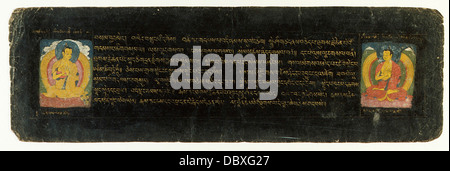 Zwei Buddhas; Folio von einem M.84.171.7 Gyalpo Kachem (Wille und Testament des Königs) Stockfoto