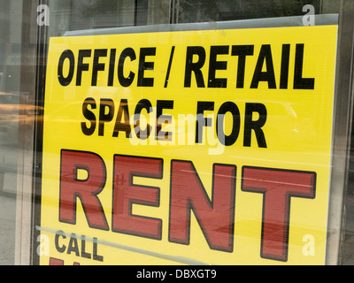 Büro/Ladenfläche mieten Zeichen Stockfoto