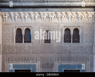 Mexuar Palast, Detail der Patio del Cuarto Dorado, Alhambra, GRanada, Spanien. Stockfoto