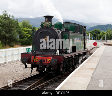 Dampfmaschine "Braeriach' Strathspey Steam Online, Schottland, Haltestelle Aviemore Stockfoto