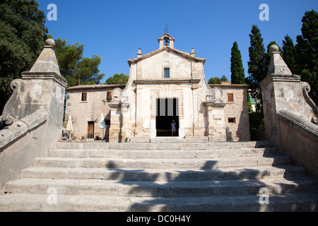 Kapelle an der oberen Calvary365 Calvari Stufen in der Altstadt von Pollensa auf Mallorca auf den Balearen Stockfoto