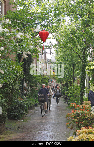 Haarlem-Niederlande-Europa-Bike-Fahrer im Stadtzentrum Stockfoto