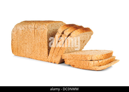 Vollkorn Schnittbrot auf weißem Hintergrund Stockfoto