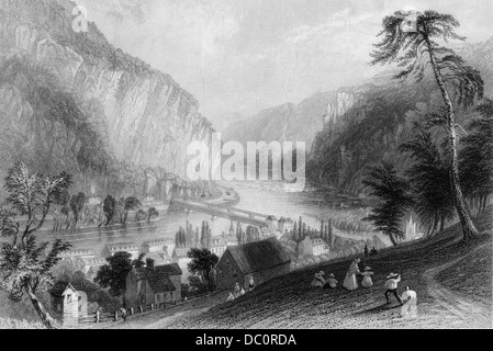 1800 S BLICK AUF HARPERS FERRY WEST VIRGINIA CIRC 1838 Stockfoto