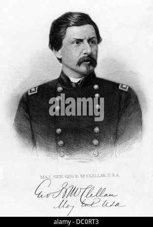 1800S 1860S PORTRAIT MAJOR GENRAL GEORGE BRINTON MCCLELLAN UNION ALLGEMEINE WÄHREND AMERIKANISCHER BÜRGERKRIEG Stockfoto