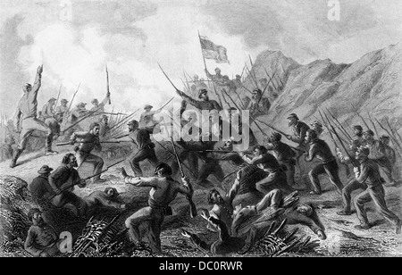 1800S 1860S AMERIKANISCHER BÜRGERKRIEG KÄMPFEN JUNI 1863 IM KRATER WÄHREND DER BELAGERUNG VON VICKSBURG, MISSISSIPPI USA Stockfoto