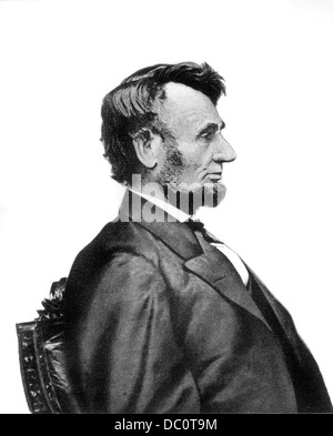 1860ER JAHRE PROFIL PORTRAIT PRÄSIDENT ABRAHAM LINCOLN CA. 1863 GLEICHNIS ERSCHEINT AUF LINCOLN PENNY NACH FOTO VON MATHEW BRADY Stockfoto