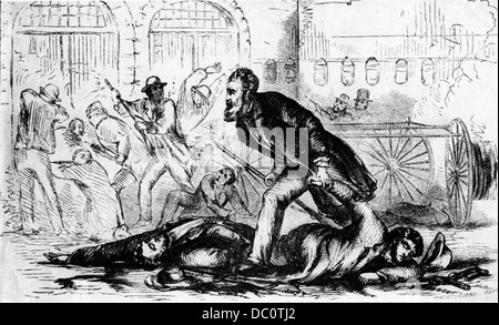 1850 S 16. OKTOBER 1859 JOHN BRAUN BEI HARPERS FERRY EINEN SOHN LAG TOT NEBEN IHM UND DEN STERBENDEN SOHN AN DER HAND HALTEN Stockfoto