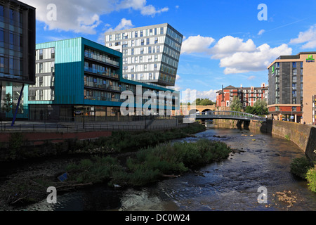 Riverside Exchange Geschäftsentwicklungen entlang dem Fluss Don in Sheffield, South Yorkshire, England, UK. Stockfoto